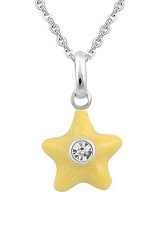 nice little silver enamel star baby birthstone necklace